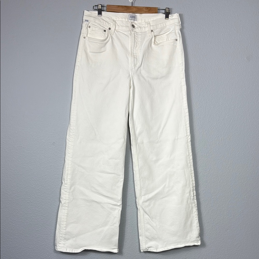 Citizens Of Humanity Women's White Loli Mid Rise Wide Leg Jeans